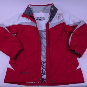 COLUMBIA 3-in-1 Interchange Waterproof Jacket Womens Small RED WHITE winter